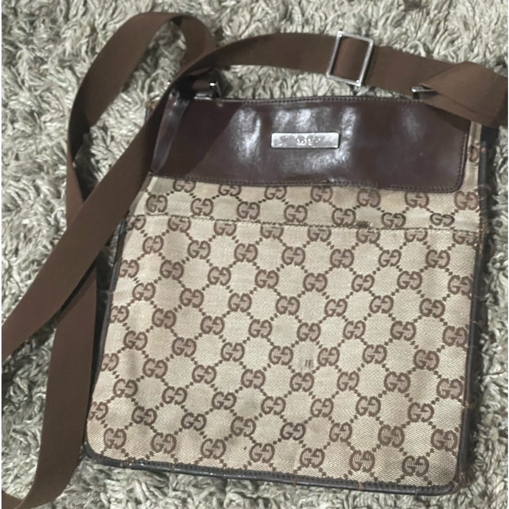 Gucci Beige and Dark Brown GG Crossbody Bag